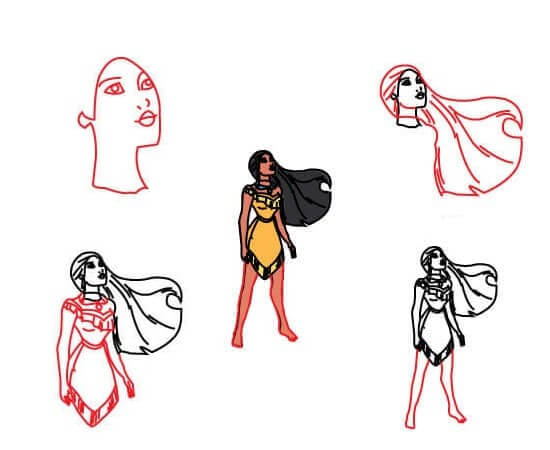 Desenhos de Pocahontas em pé
