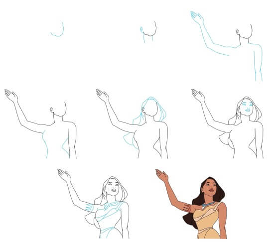 Desenhos de Pocahontas levanta a mão