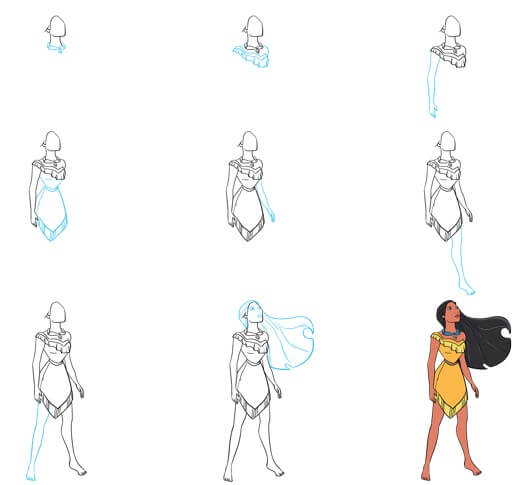 Desenhos de Pocahontas olha para cima
