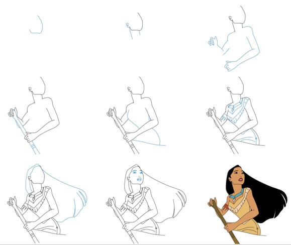 Desenhos de Pocahontas remando