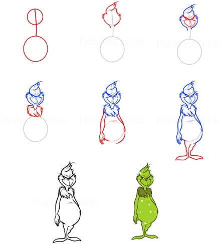 Desenhos de Posição básica do Grinch