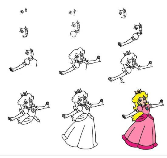 Desenhos de Princesa Peach de braços abertos