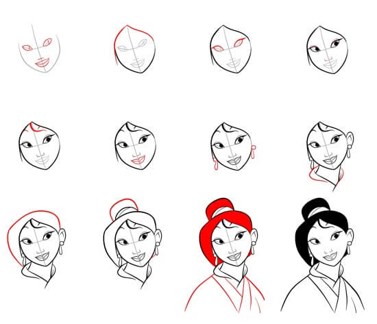 Desenhos de Retrato da Mulan