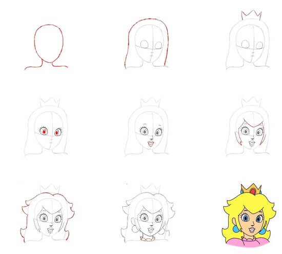 Desenhos de Retrato da Princesa Peach