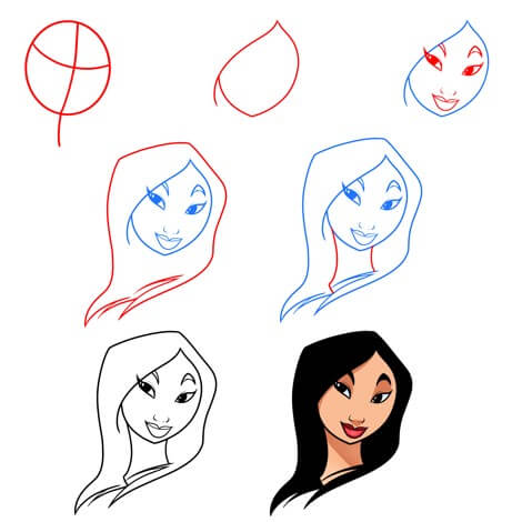 Desenhos de Rosto da Mulan