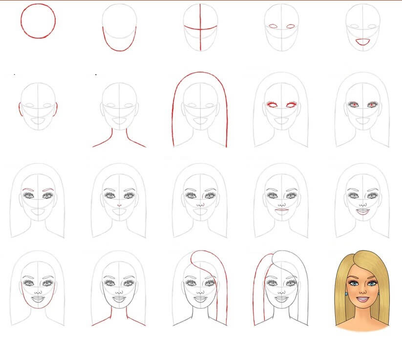 Desenhos de Rosto de Barbie