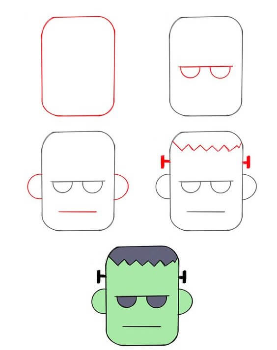 Desenhos de Rosto de monstro verde