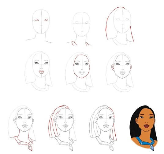 Desenhos de Rosto de Pocahontas