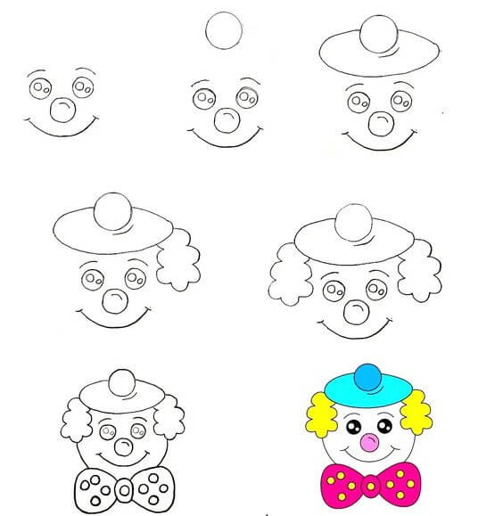 Desenhos de Rosto sorridente de palhaço