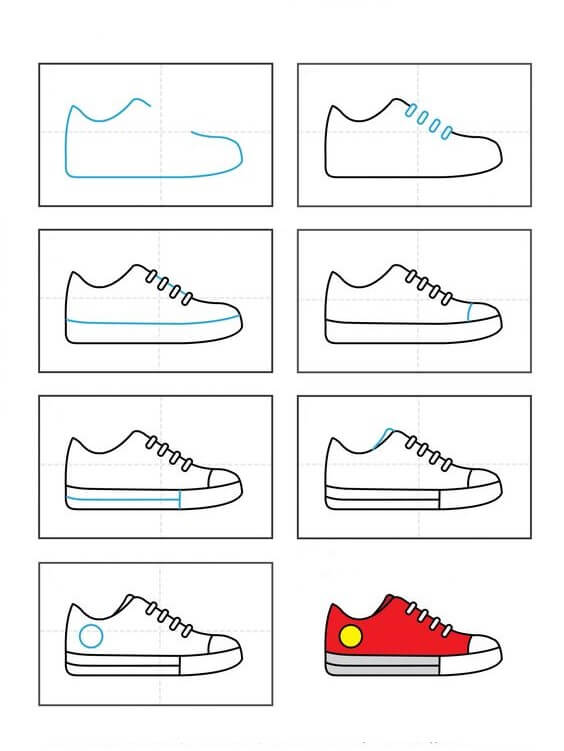 Desenhos de Sapatos vermelhos fáceis