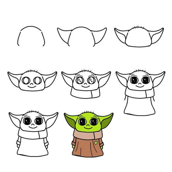 Desenhos de Sorriso do Baby Yoda