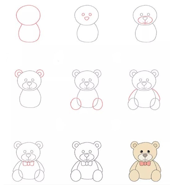 Desenhos de Sorriso Ursinho de pelúcia fácil