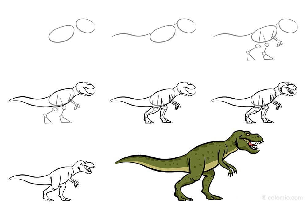 Desenhos de T-Rex caminhando