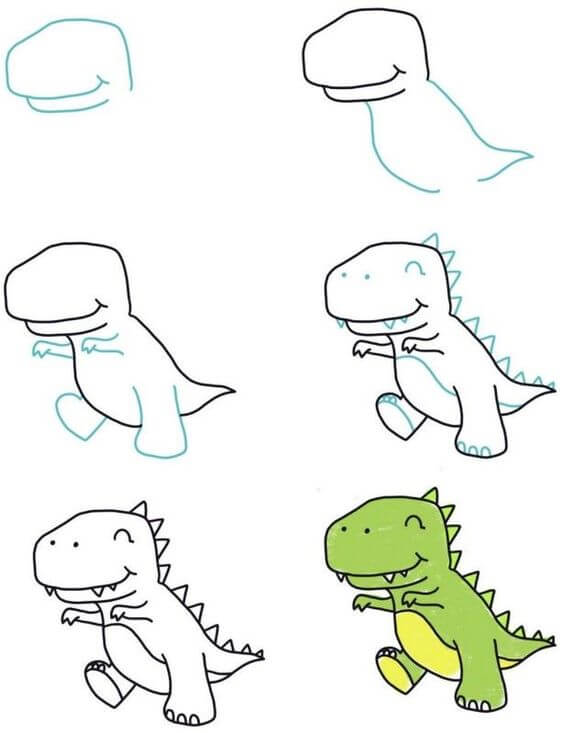 Desenhos de T-Rex feliz