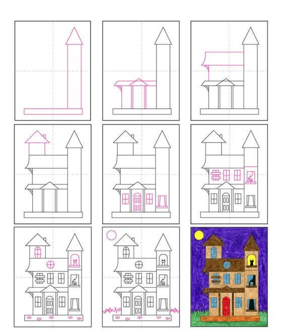 Desenhos de Tinta de casa assombrada