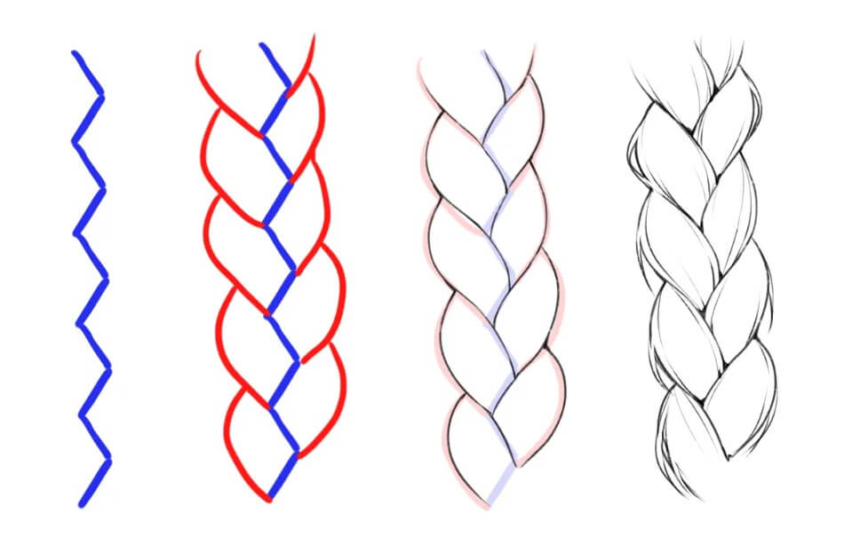Desenhos de Trança clássica de três pontas