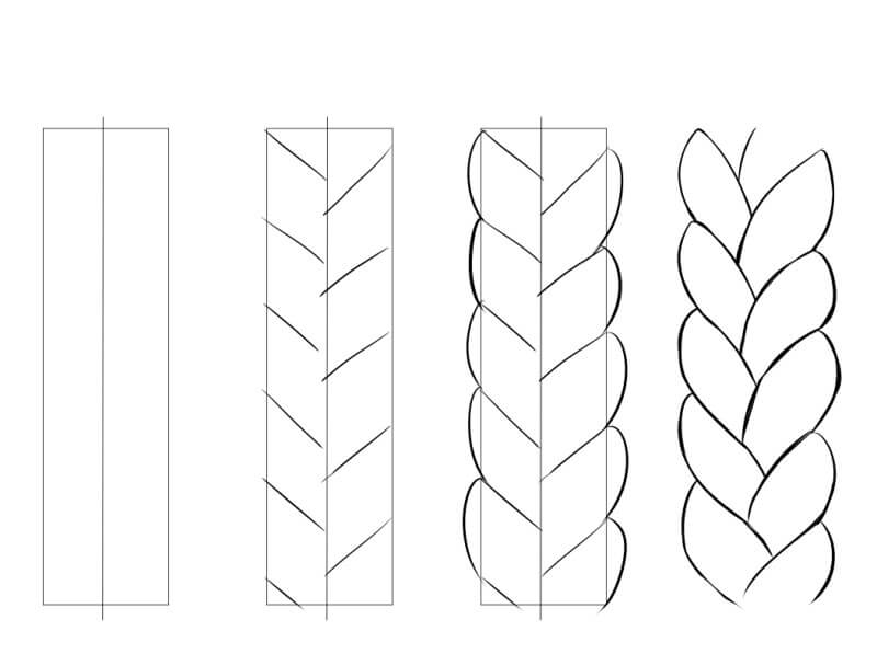 Desenhos de Trança clássica de três pontas