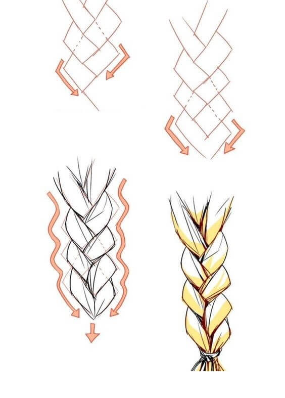 Desenhos de Trança com borda colorida