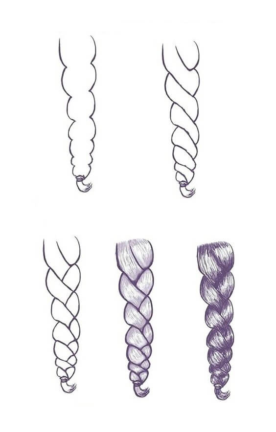 Desenhos de Trança de cauda roxa