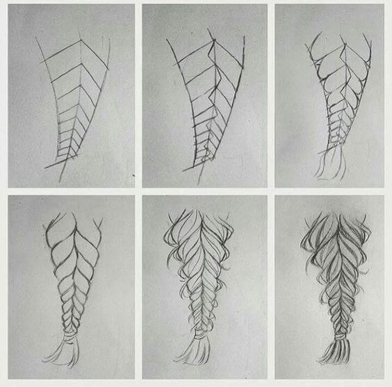 Desenhos de Trança espinha de peixe simétrica
