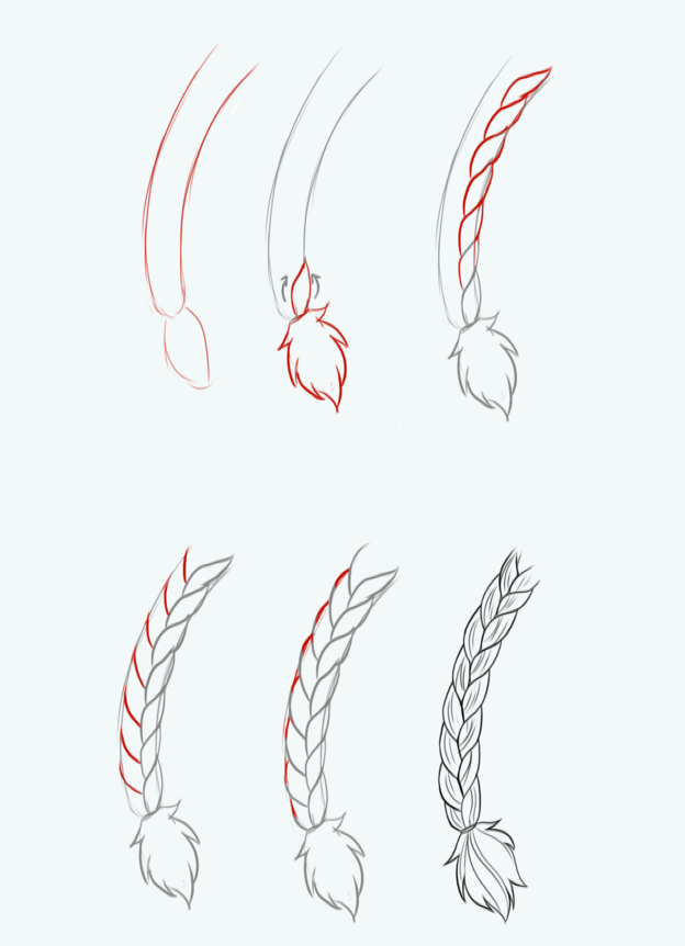 Desenhos de Trança rabo de peixe pequena