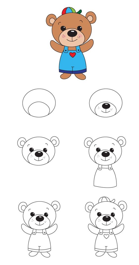 Desenhos de Ursinho de pelúcia com chapéu