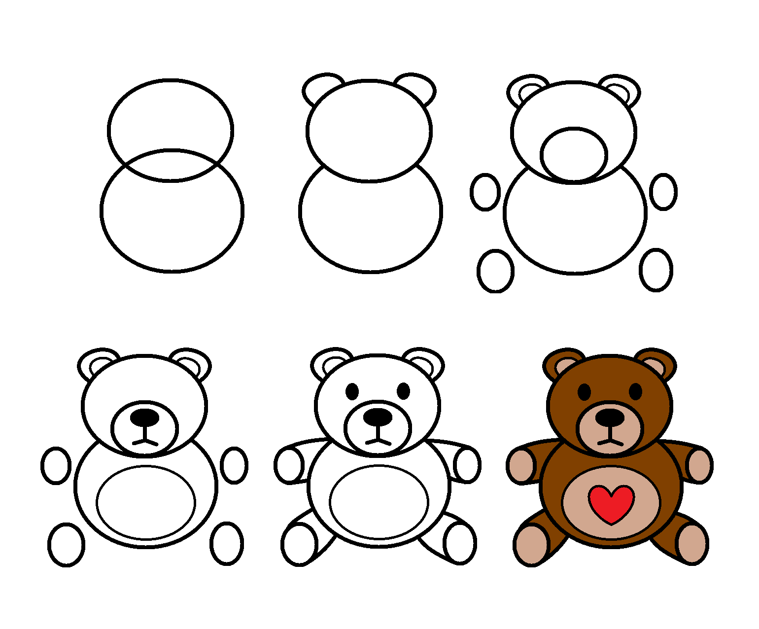 Desenhos de Ursinho de pelúcia com coração