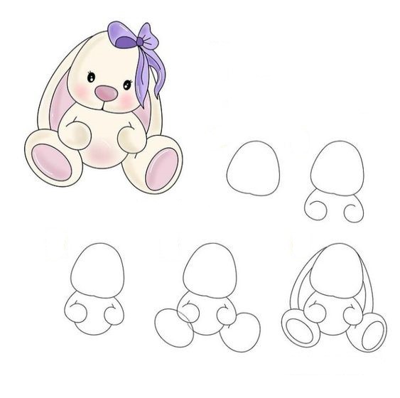 Desenhos de Ursinho de pelúcia com laço