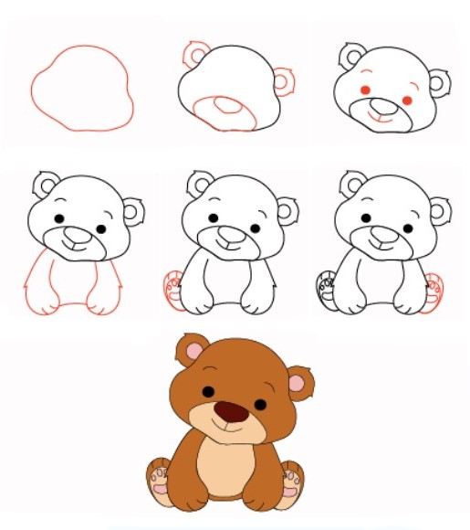 Desenhos de Ursinho de pelúcia curioso
