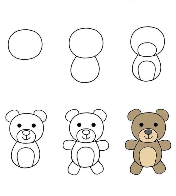 Desenhos de Ursinho de pelúcia em pé