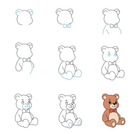 Desenhos de Ursinho de pelúcia olhando