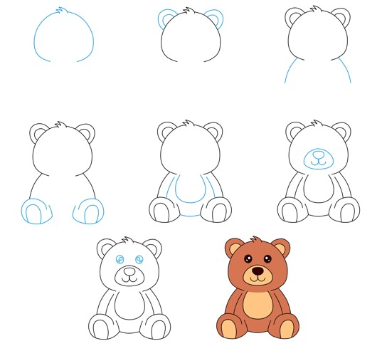 Desenhos de Ursinho de pelúcia olhando para cima