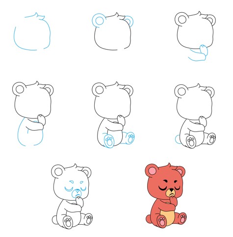 Desenhos de Ursinho de pelúcia pensando