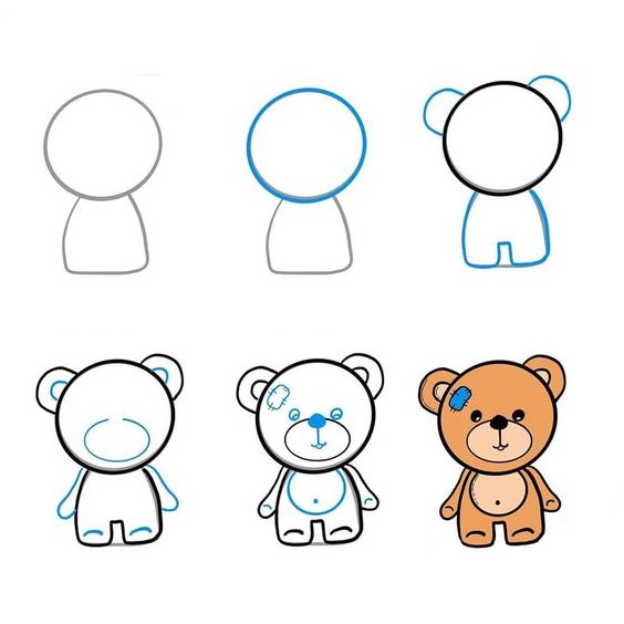 Desenhos de Ursinho de pelúcia pequeno e fácil