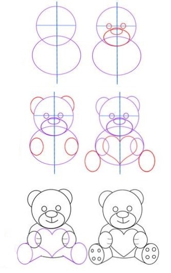 Desenhos de Ursinho de pelúcia sentado