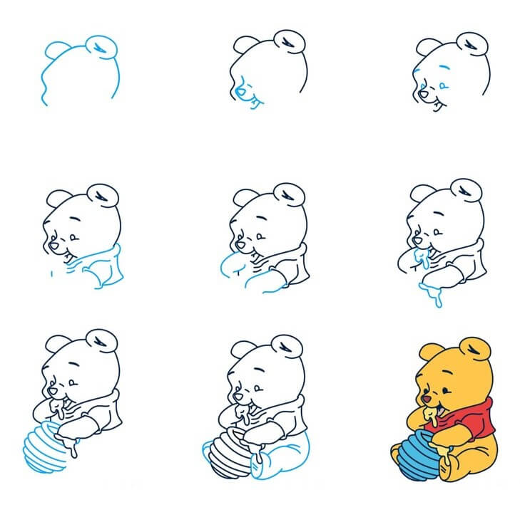 Desenhos de Ursinho Pooh come mel