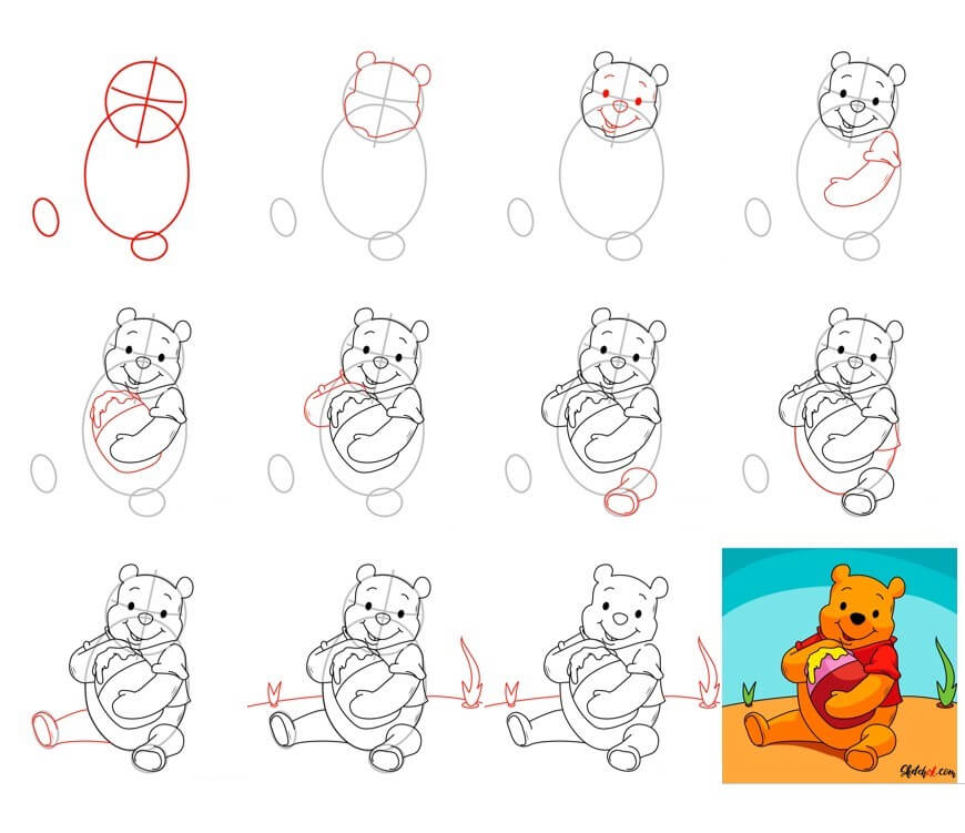 Desenhos de Ursinho Pooh comendo