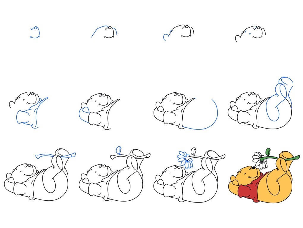 Desenhos de Ursinho Pooh e flor