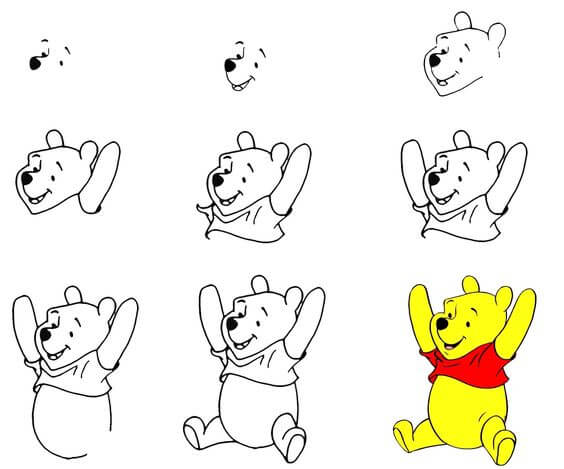 Desenhos de Ursinho Pooh levanta a mão