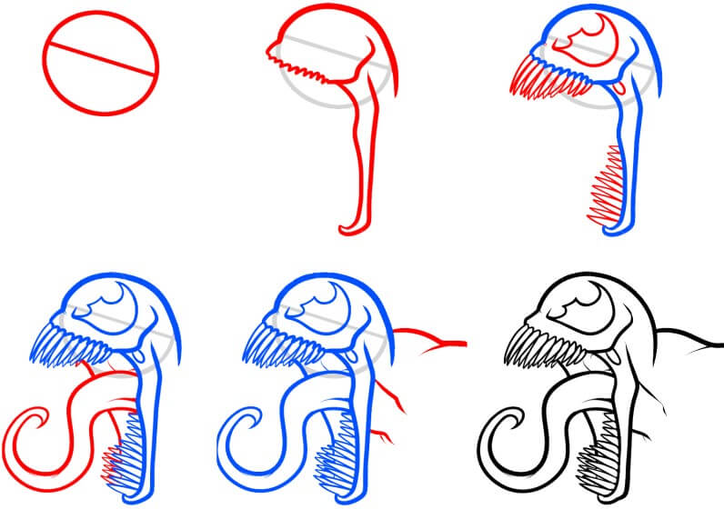 Desenhos de Venom abre a boca