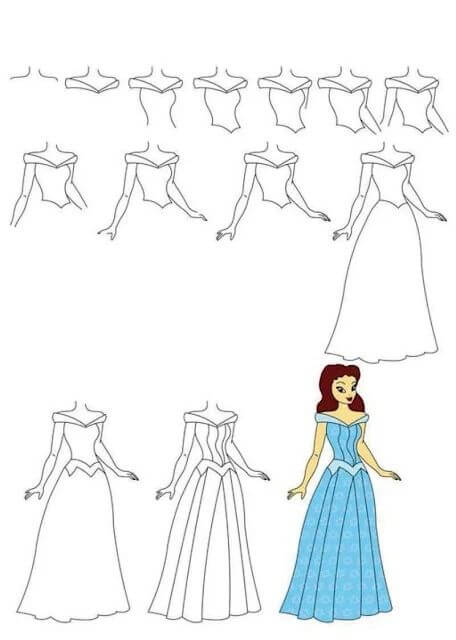Desenhos de Vestido azul
