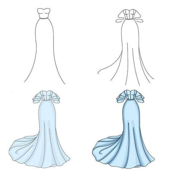 Desenhos de Vestido elegante