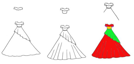 Desenhos de Vestido feminino