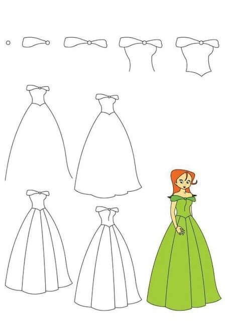 Desenhos de Vestido verde