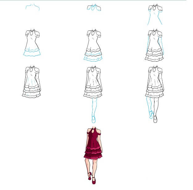 Desenhos de Vestido vermelho
