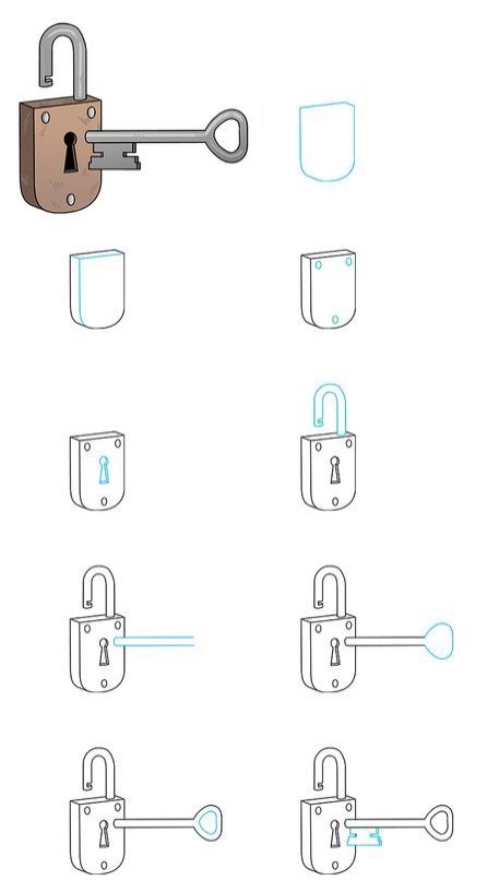 Desenhos de Cadeado com chave