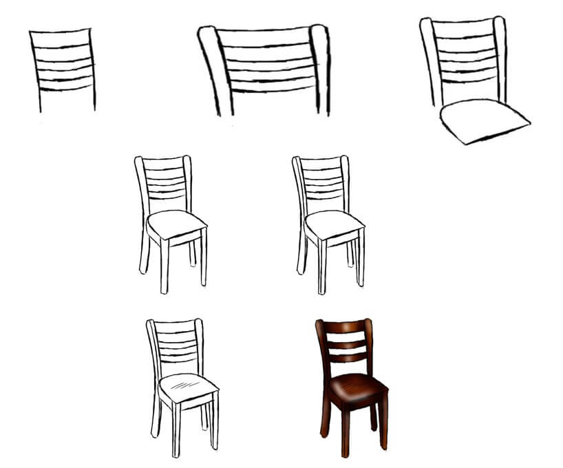 Desenhos de Cadeira de madeira