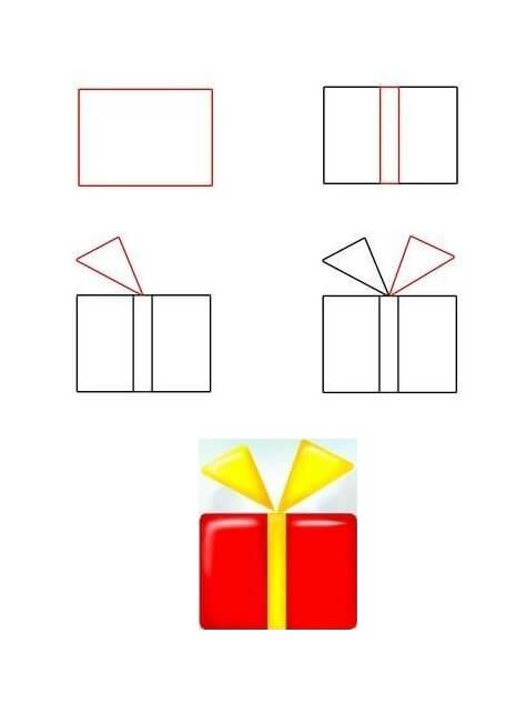 Desenhos de Caixa de presente com fita
