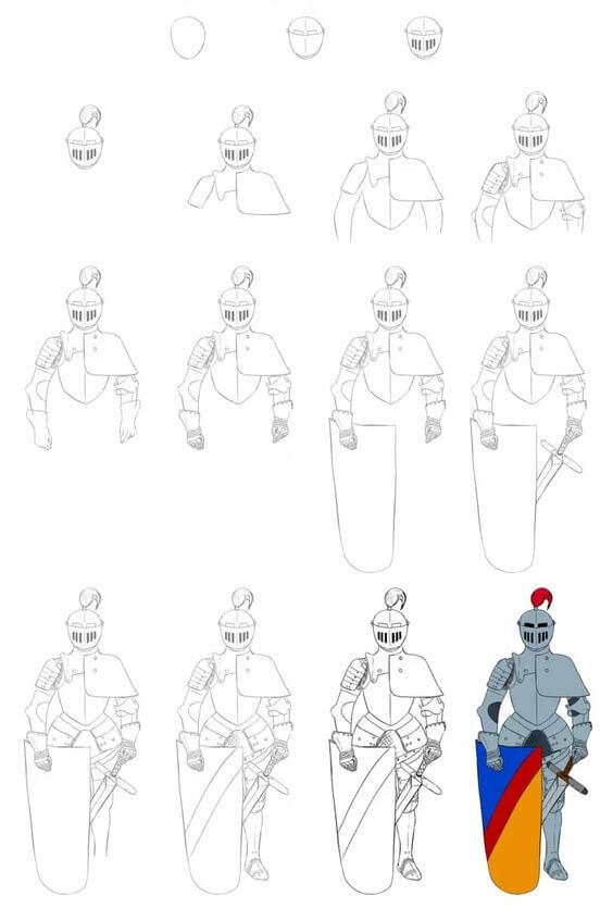 Desenhos de Cavaleiro e escudo