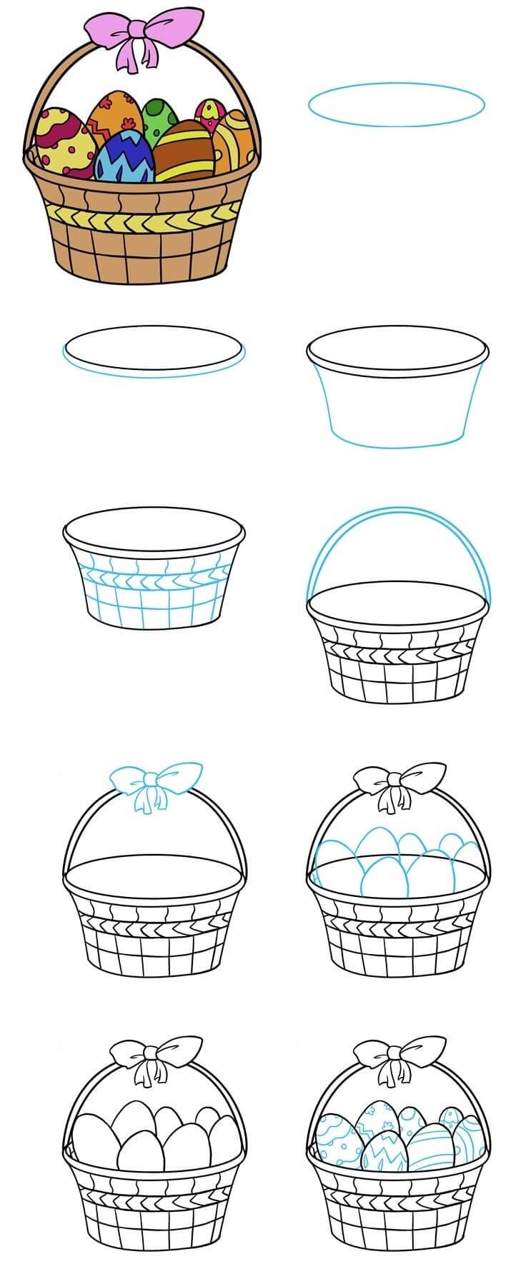 Desenhos de Cesta de ovos de Páscoa